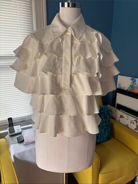 Endless Rose Ivory Ruffled Short-Sleeve Blouse